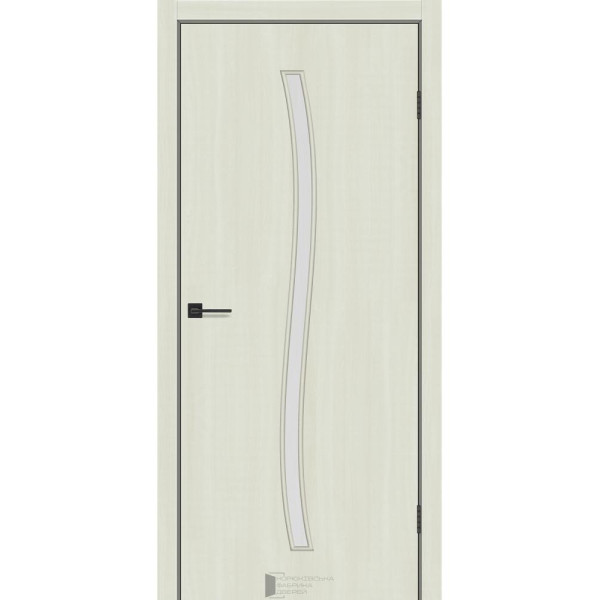 Межкомнатная Дверь ТМ"KFD" Line-Glass 02 (Лайн-Гласс) Экошпон Шимо Ваниль стекло сатин