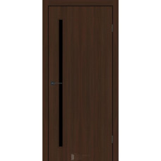 Межкомнатная Дверь ТМ"KFD" Line-Glass 01 (Лайн-Гласс) Экошпон Шимо Шоколад стекло черное