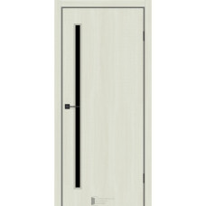 Межкомнатная Дверь ТМ"KFD" Line-Glass 01 (Лайн-Гласс) Экошпон Шимо Ваниль стекло черное