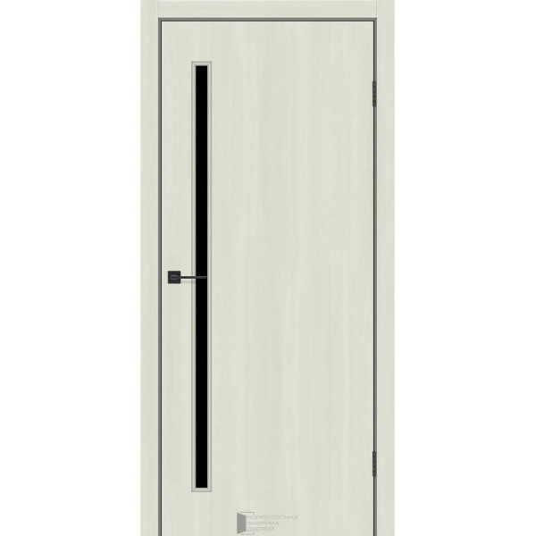 Межкомнатная Дверь ТМ"KFD" Line-Glass 01 (Лайн-Гласс) Экошпон Шимо Ваниль стекло черное