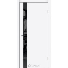 Межкомнатная Дверь ТМ"Leador" Asti Glass (Асти Гласс) ПВХ Белый мат стекло черное