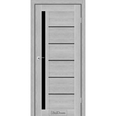 Межкомнатная Дверь ТМ StilDoors Sofia (София) ПВХ Дуб серебристый стекло черное