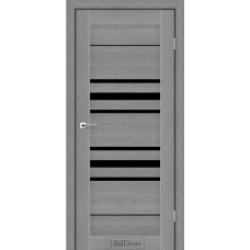 Межкомнатная Дверь ТМ StilDoors Tokyo (Токио) ПВХ Дуб пепельный стекло черное