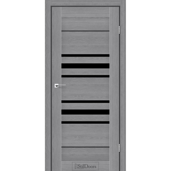 Межкомнатная Дверь ТМ StilDoors Tokyo (Токио) ПВХ Дуб пепельный стекло черное